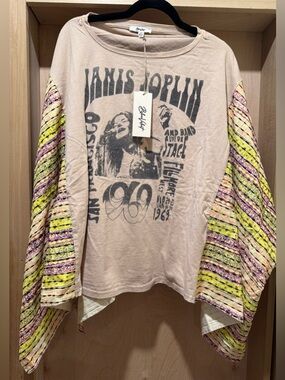 Blue Velvet Janis Joplin Boho Patchwork Kimono Sleeve Top Size Small/ Medium NEW